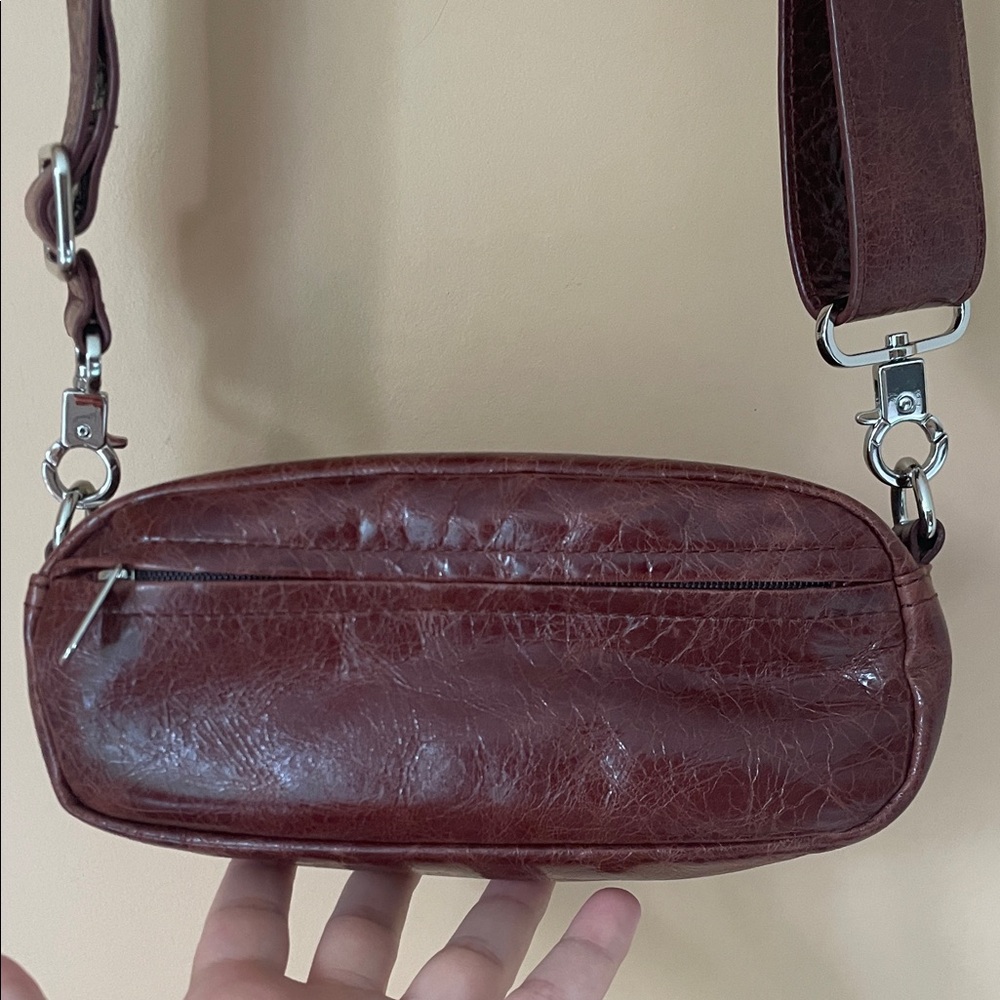 Danier Italian Leather Crossbody Bag in Dark Brown